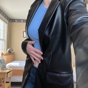 Oversized leather blazer, zara, size xs but oversized , black